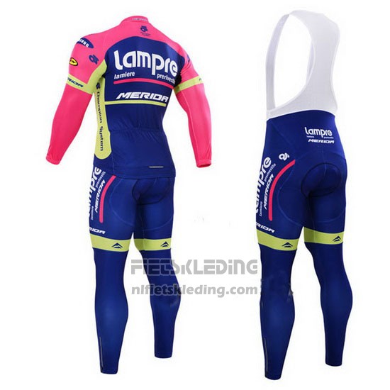 2015 Fietskleding Lampre Merida Roze en Blauw Lange Mouwen en Koersbroek